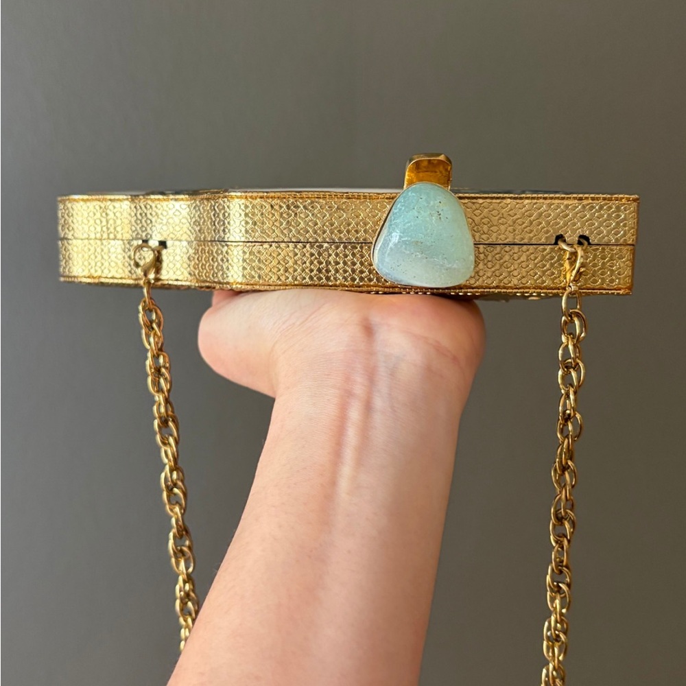 Mosaic Shell Clutch with Gold Accents - Picture 4 of 10